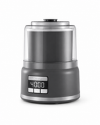 Gray 2L pre-freeze ice cream maker with clear lid and digital countdown display