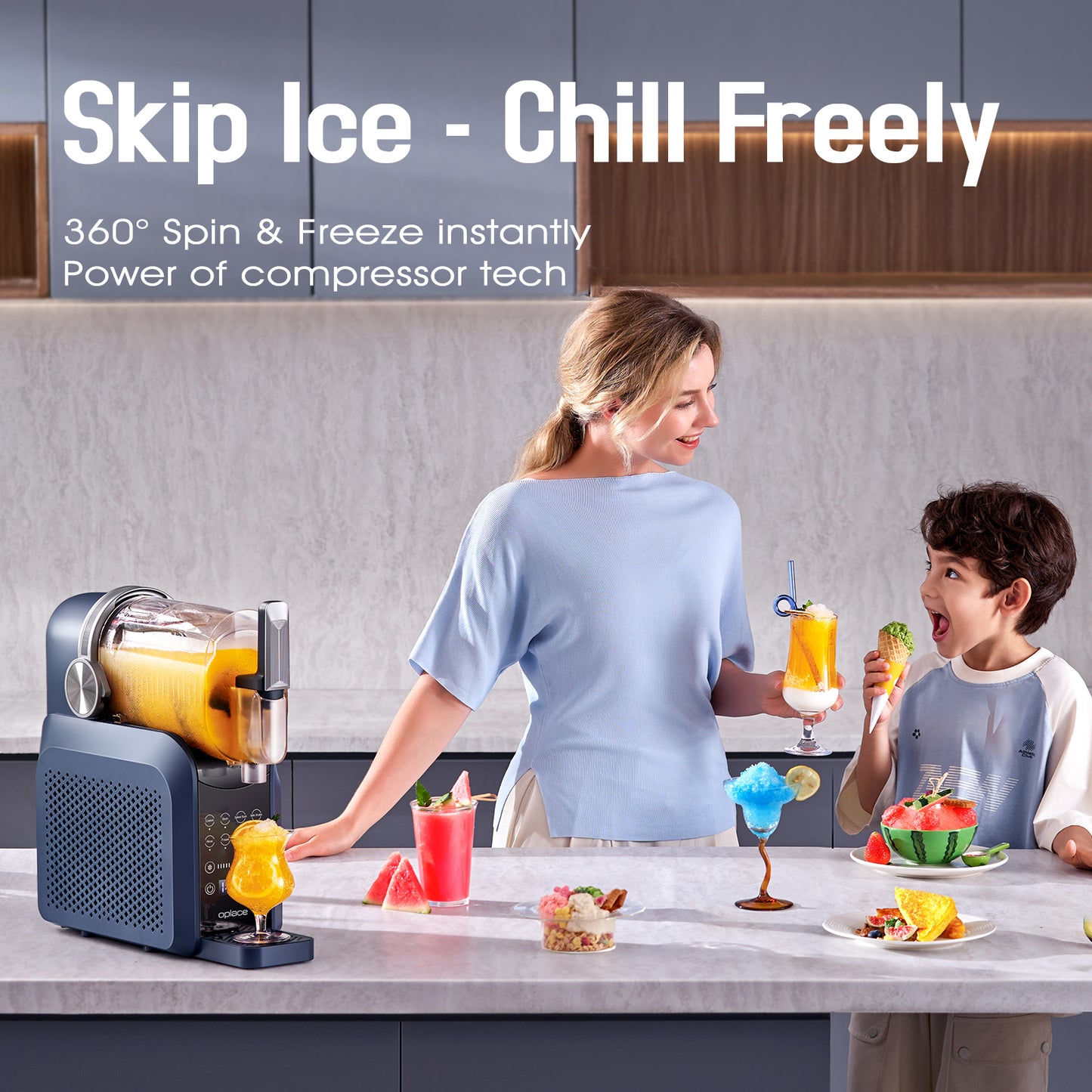 OPlace Home 7-in-1 Frozen Drink & Slushie Maker - The Ultimate Party Station (88oz)