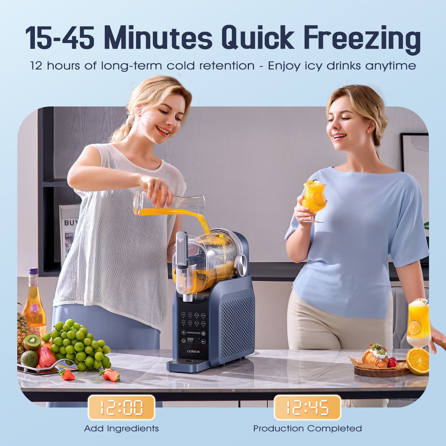 OPlace Home 7-in-1 Frozen Drink & Slushie Maker - The Ultimate Party Station (88oz)