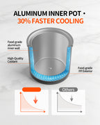 Cross-section of removable aluminum freezing bowl showing inner wall and outer shell