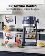 Texture adjustment graphic showing fine shaved ice and coarser granulated ice