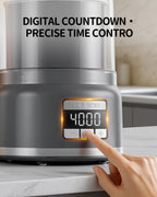 Close-up of ice cream maker digital countdown controls set to 40 minutes