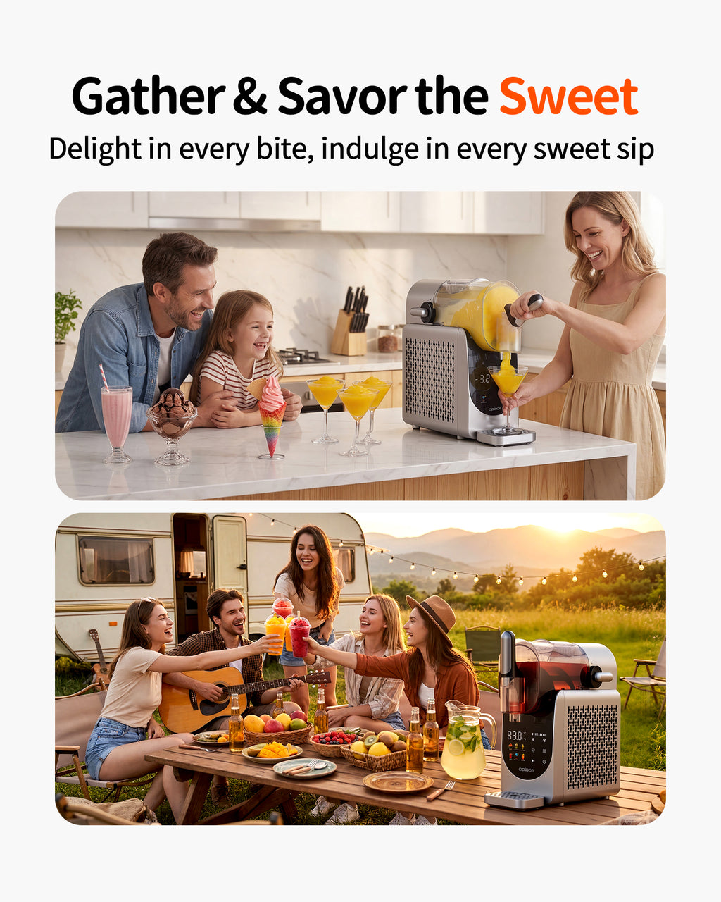 OPlace Home 7-in-1 Frozen Drink & Slushie Maker - The Ultimate Party Station (88oz)