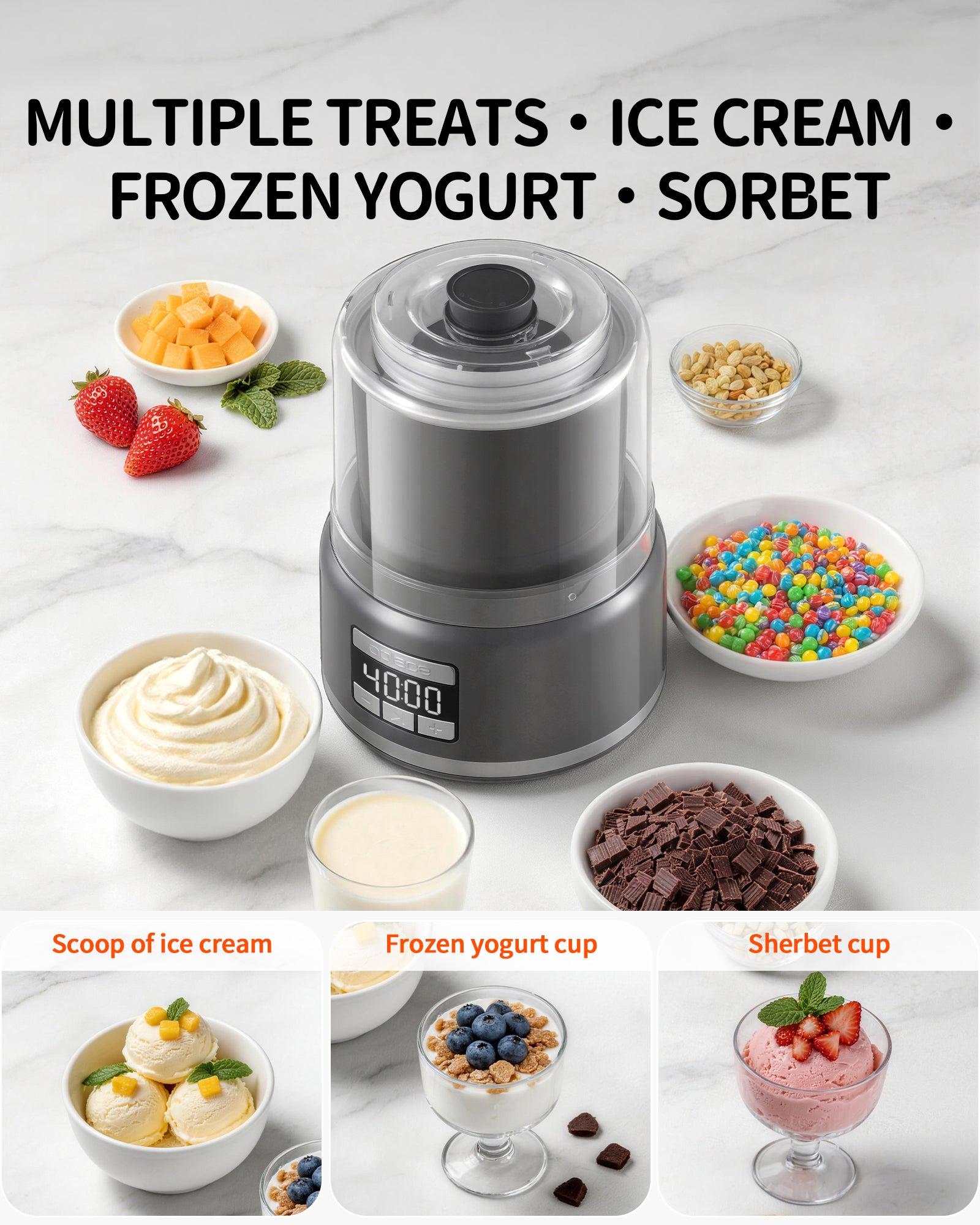 OPLACE 2L Bottom-Drive Ice Cream Maker