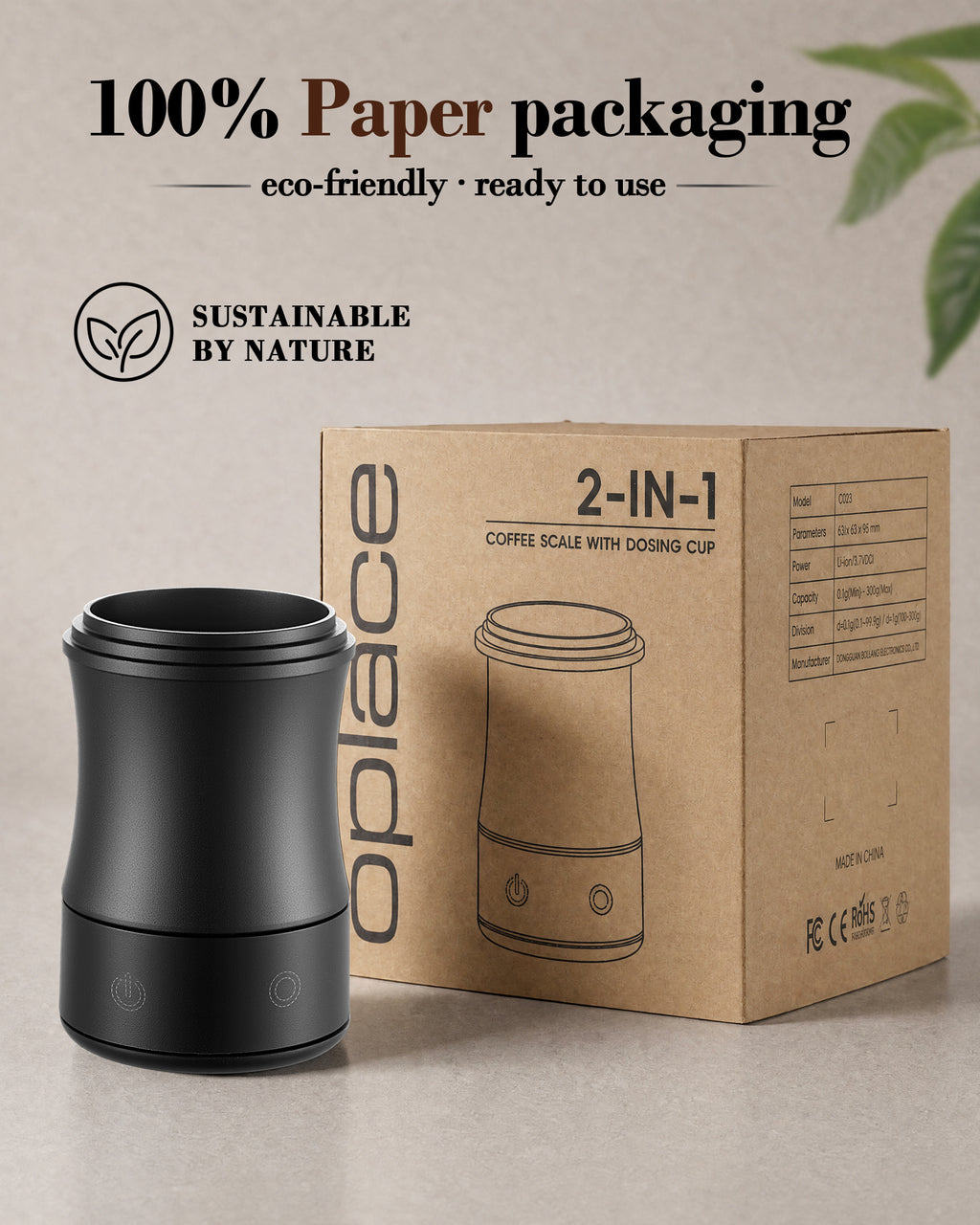 OPlace 2-in-1 Espresso Scale & Dosing Cup – 0.1 g / 500 g