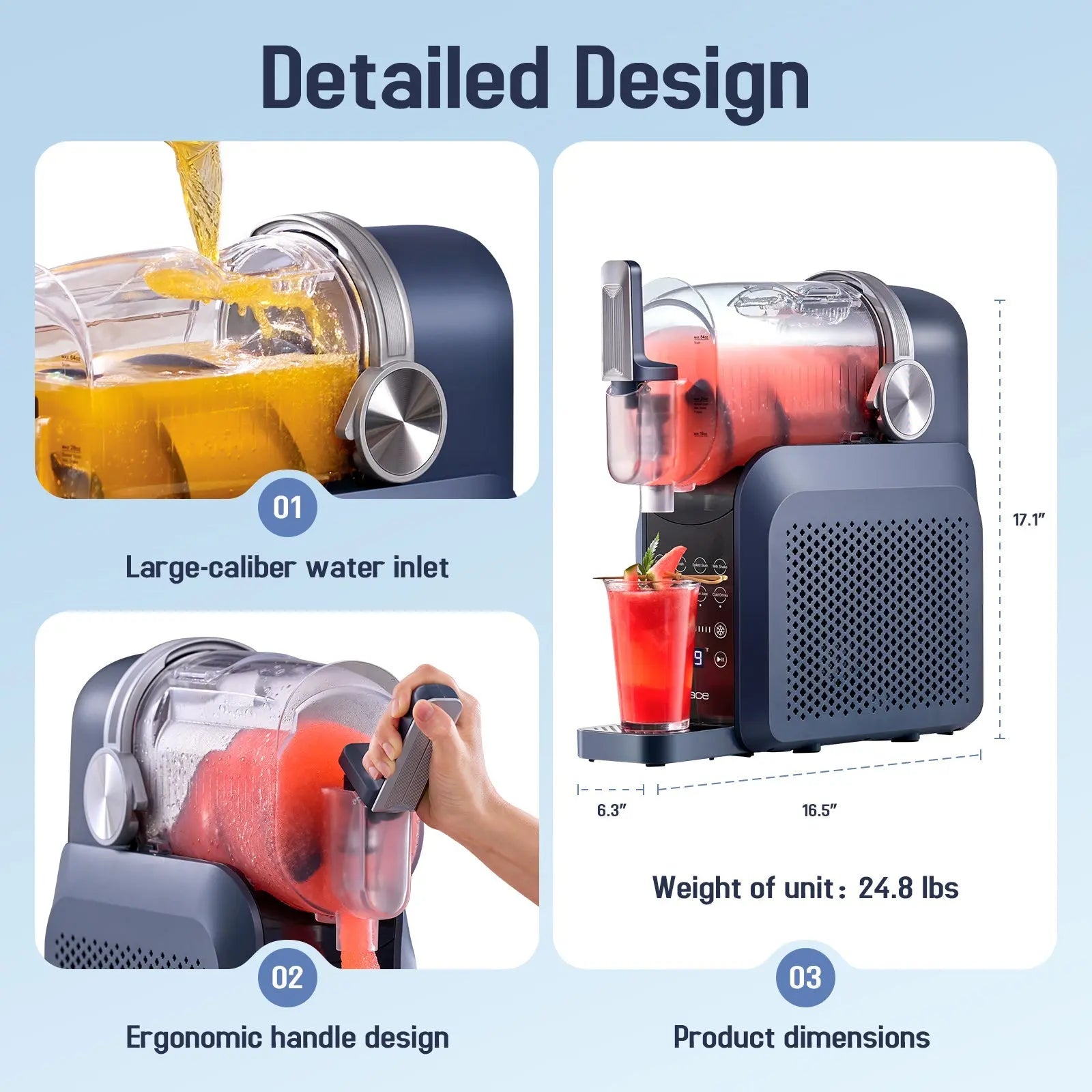 Slushie Machine, No Ice Needed All - in - One Slushy Maker for Home, Real - Time Temp Display, Auto - Clean, 7 Preset Frozen Margaritas, Cocktails, Frappés, Smoothies, Milkshakes and More (Blue) - OPlace