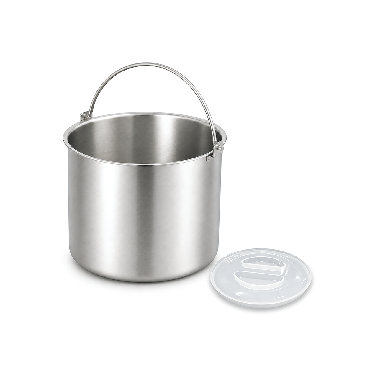 Silver replacement inner bowl with wire handle and clear lid for OPlace Home I03 and SU-I03 ice cream makers
